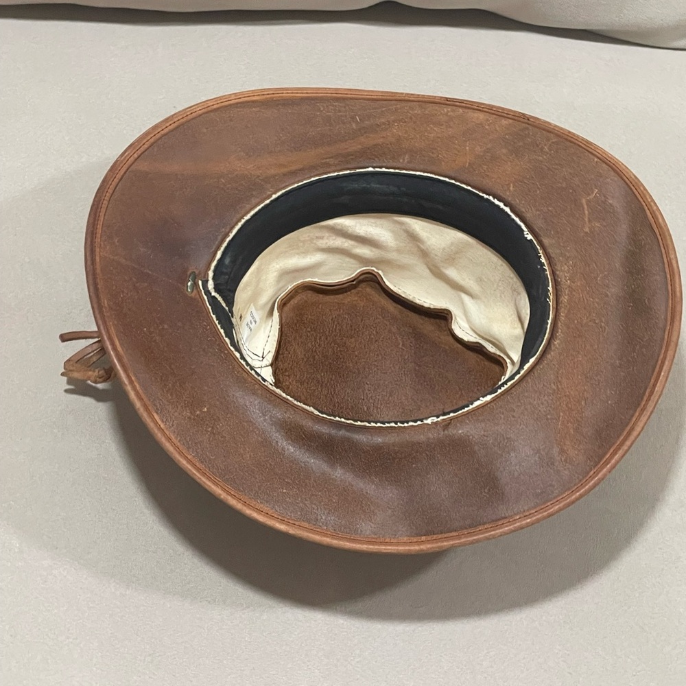 Women’s Leather Cowboy Western Hat With Braided Band Vintage Classic Brown M - Picture 8 of 11